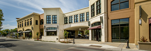 Four store fronts of strip mall for typical commercial inspection